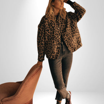 OSiB™| Luna Trendy Jacket with Leopard Print