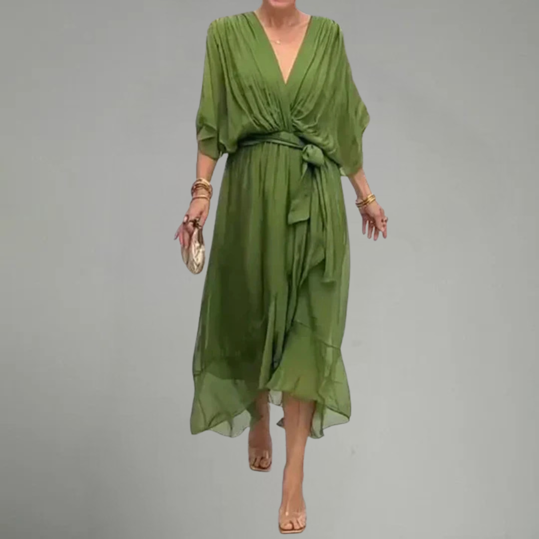 OSiB™ | Monica-V-Neck Chiffon Dress