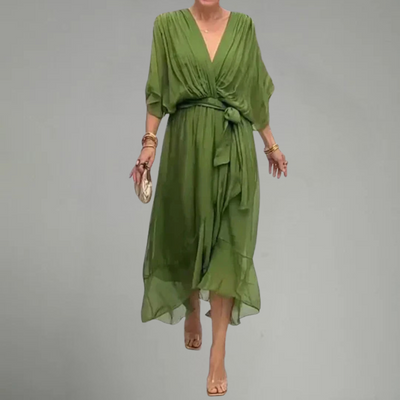 OSiB™ | Monica-V-Neck Chiffon Dress