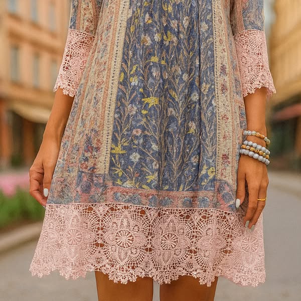 OSiB™ | Marlena-Vintage Printed Lace Dress