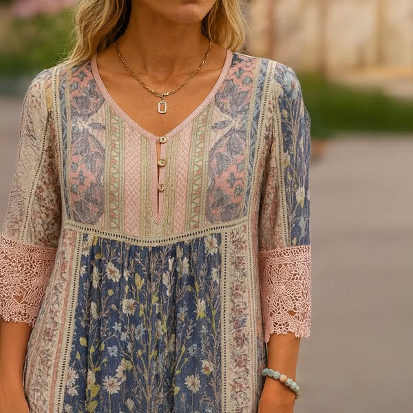 OSiB™ | Marlena-Vintage Printed Lace Dress