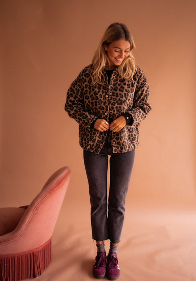 OSiB™| Luna Trendy Jacket with Leopard Print