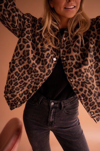 OSiB™| Luna Trendy Jacket with Leopard Print