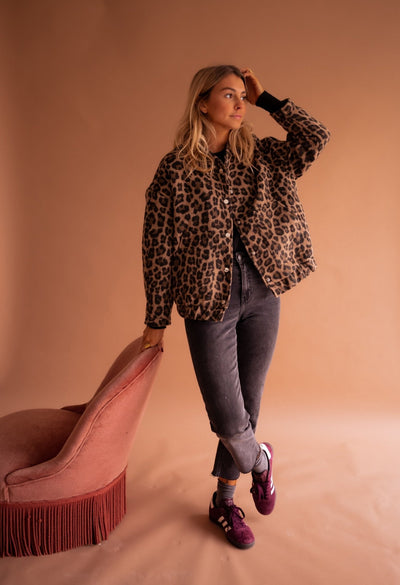 OSiB™| Luna Trendy Jacket with Leopard Print