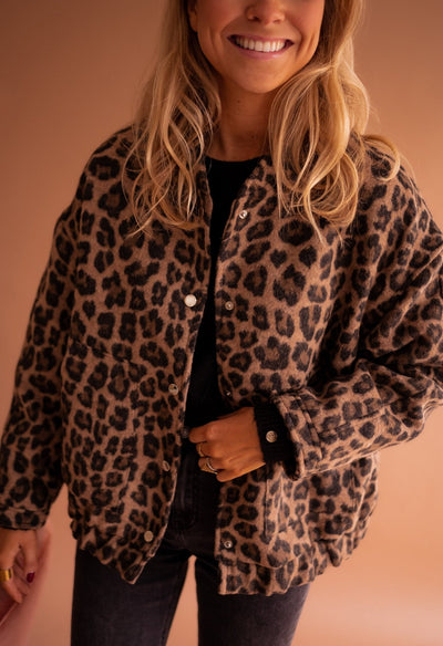 OSiB™| Luna Trendy Jacket with Leopard Print