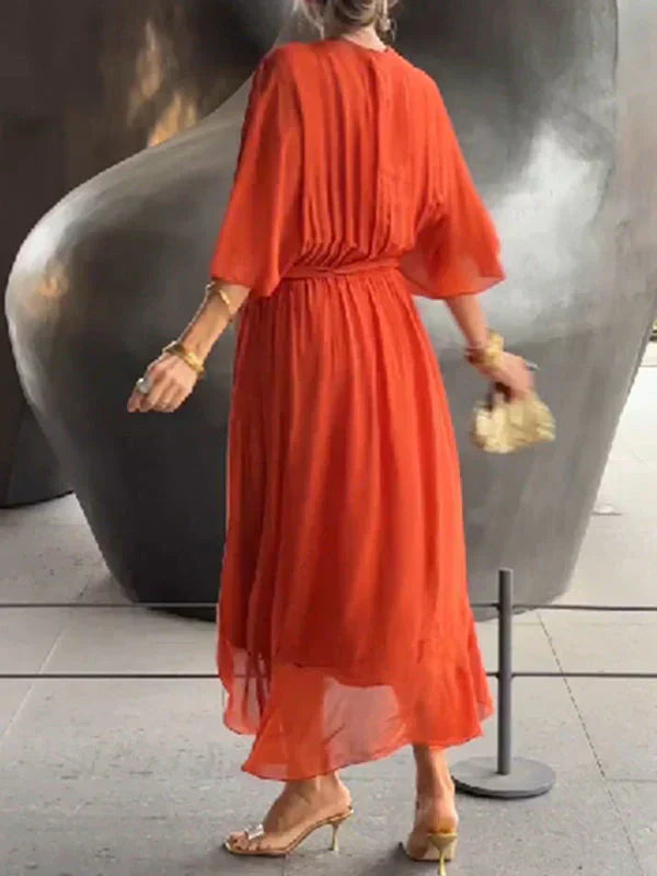 OSiB™ | Monica-V-Neck Chiffon Dress