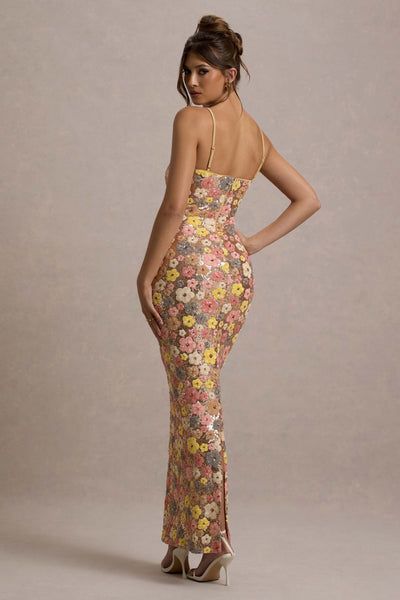 OSiB™ | Elara-Sequin Bloom Maxi Dress