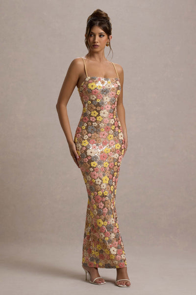 OSiB™ | Elara-Sequin Bloom Maxi Dress