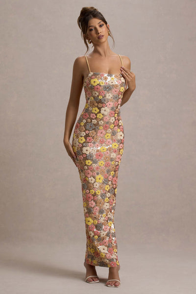 OSiB™ | Elara-Sequin Bloom Maxi Dress